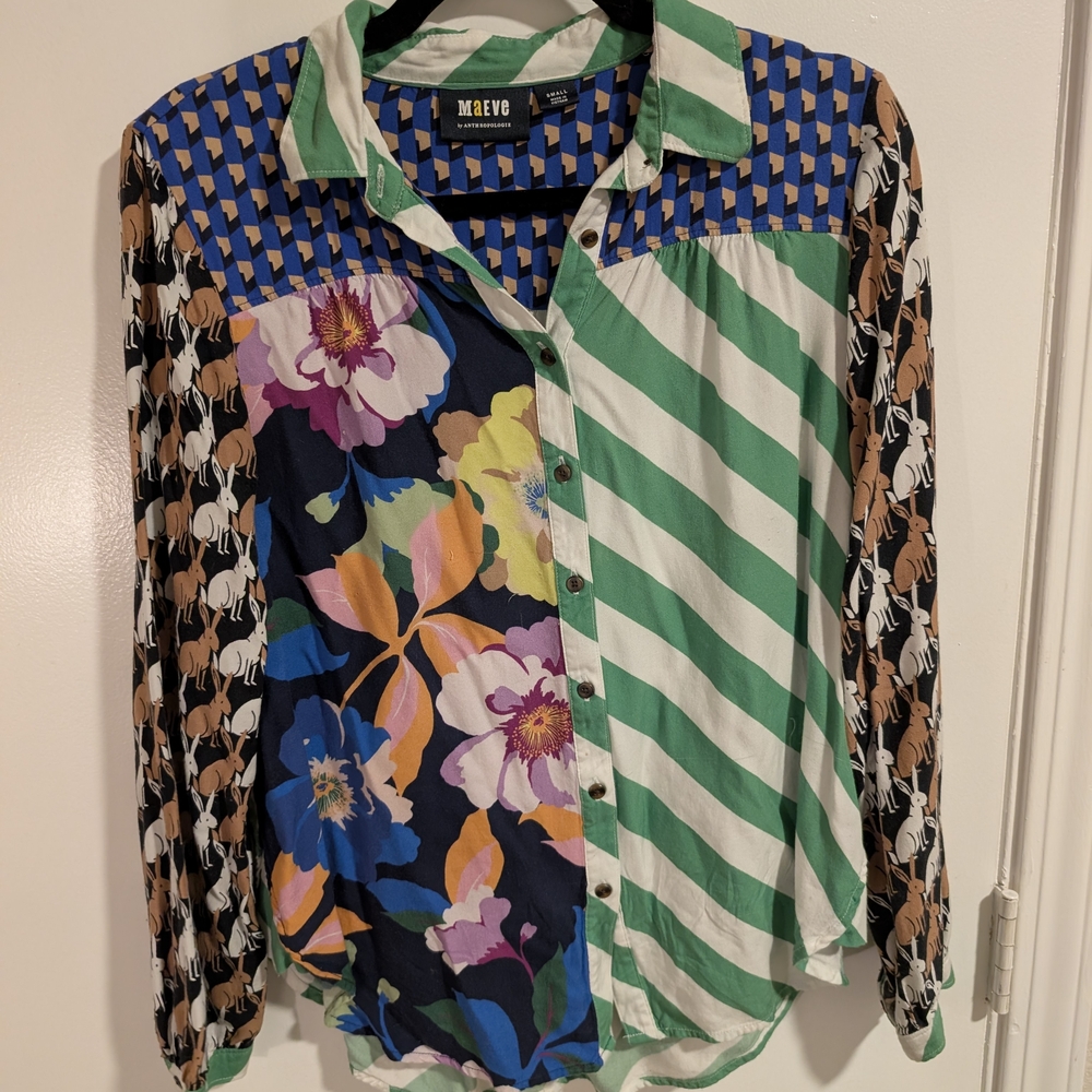 Colorful Patterned Button-Up Shirt